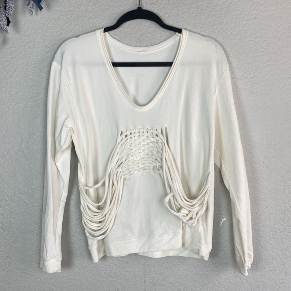 Zara white macrame detail long sleeve top - Picture 3 of 5